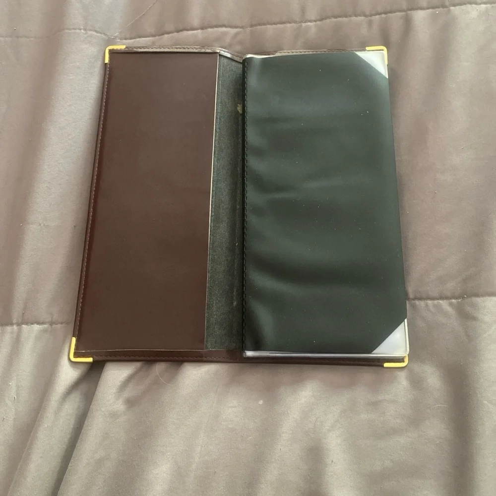 Vintage 90’s Business Card Wallet Folio 88 Cards Brown Faux Leather 10” L x 4 ”W